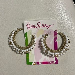 Lilly Pulitzer resort white gwp hoop earrings